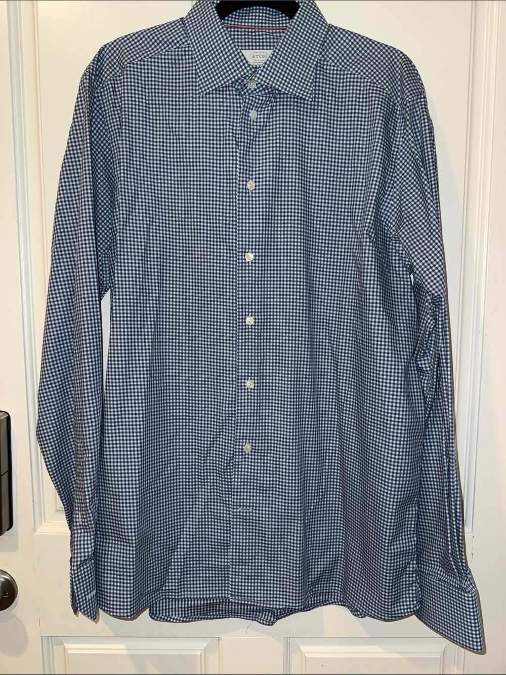 Eton Blue Gingham Dress Shirt - Point Collar